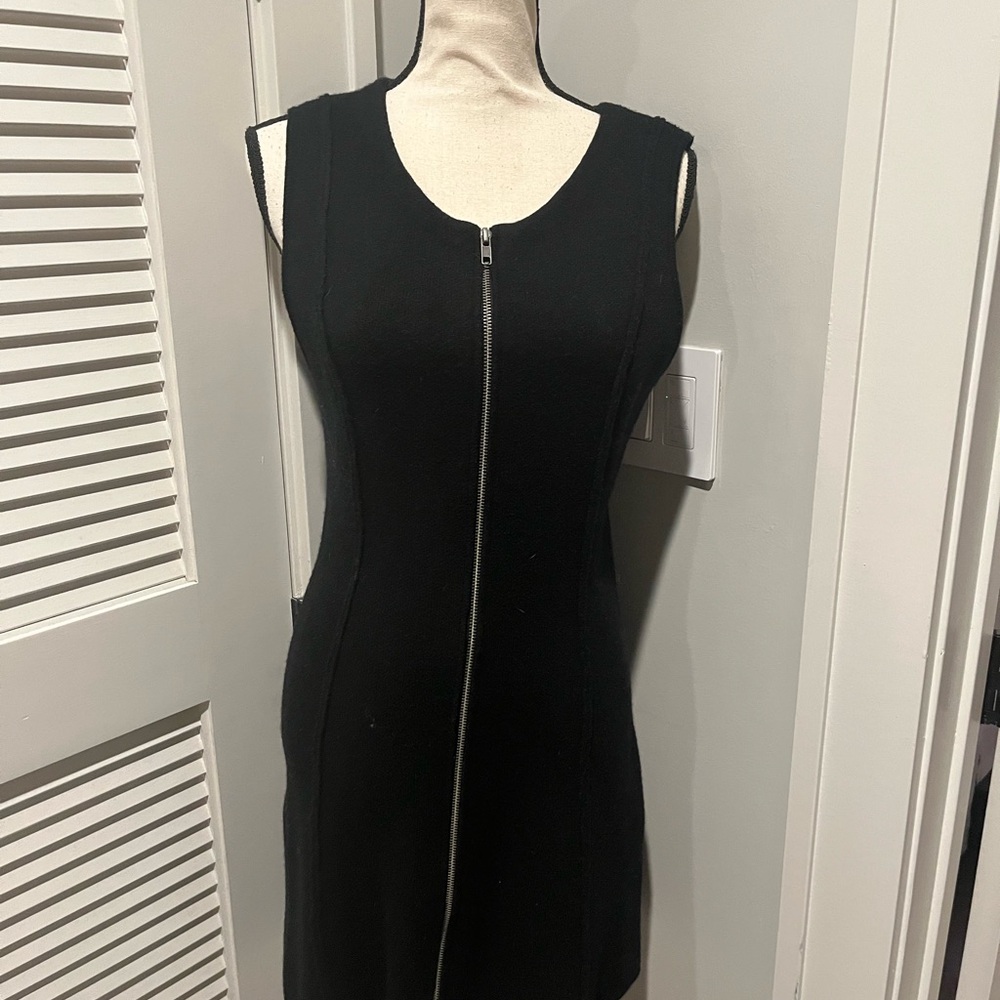 Sleeveless Black Zip-Front Mini Dress